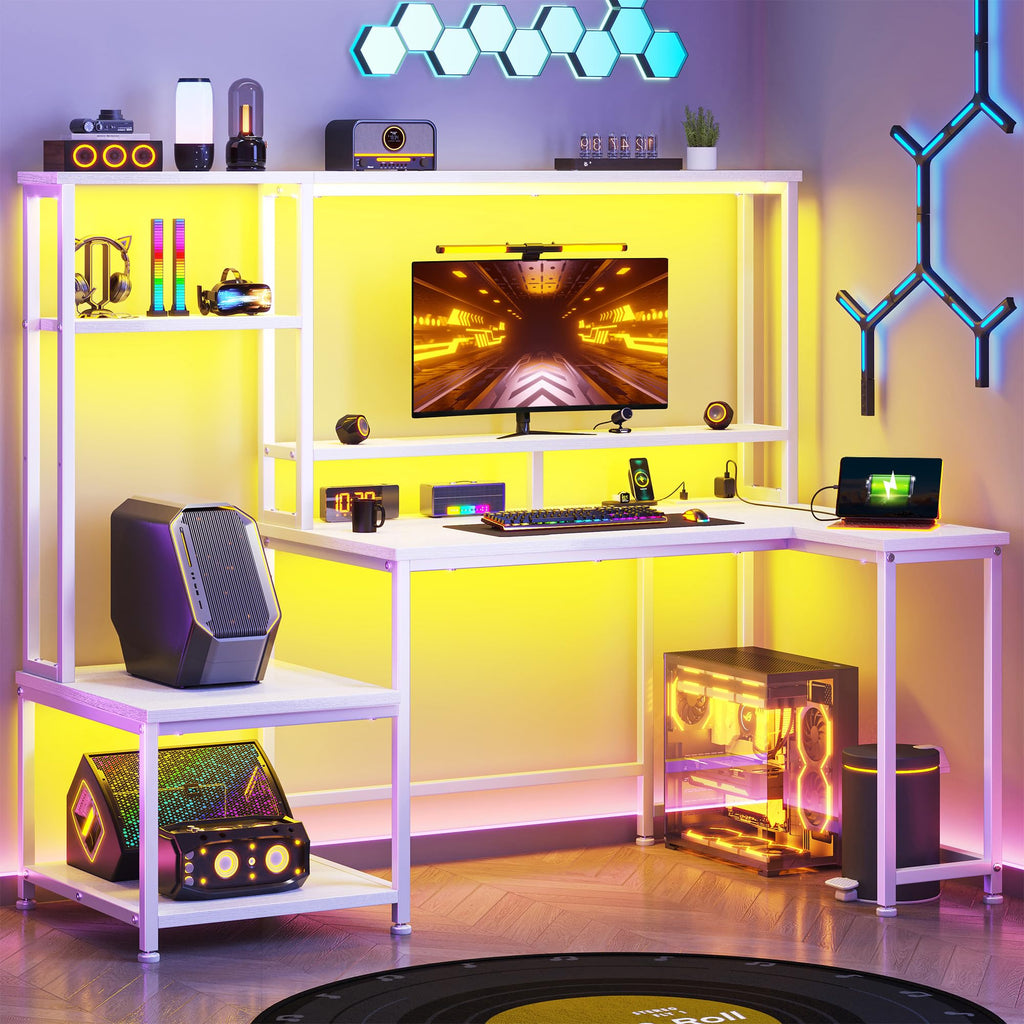 White Computer Desk with Hutch X36775