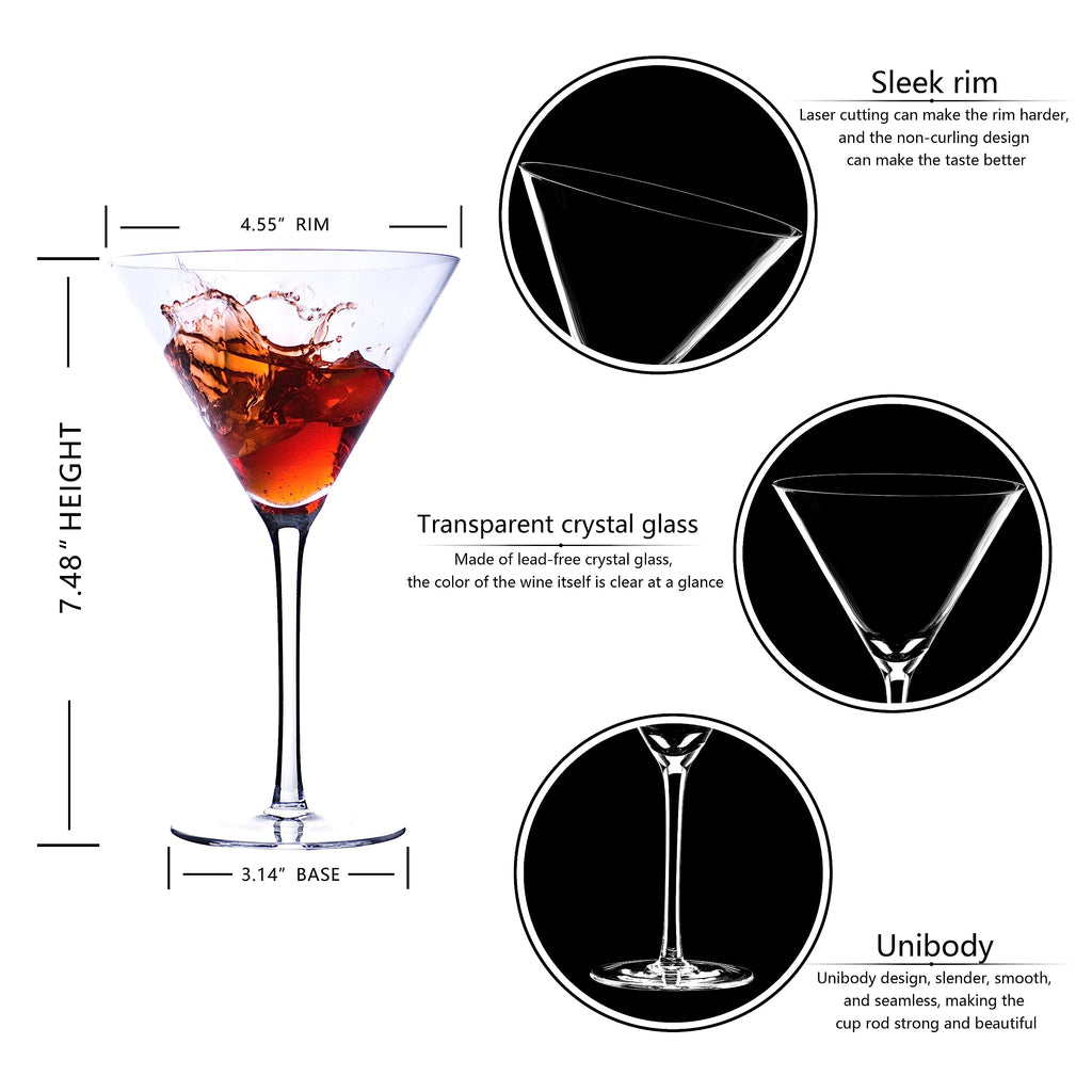Martini Glasses Set of 4 Hand Blown 9.5oz V137