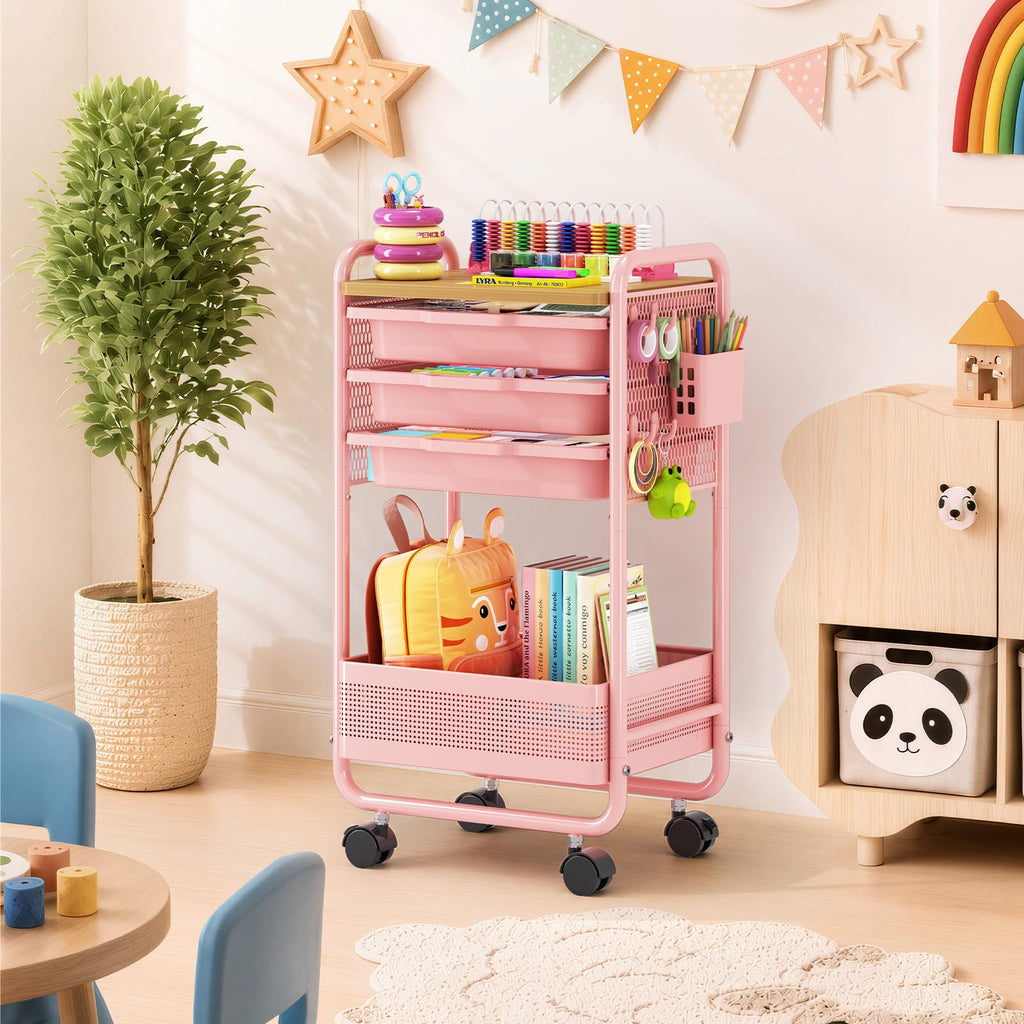 3 Tier Rolling Cart with Drawer W344