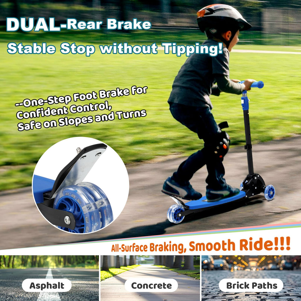 Kids 2-7 Age Light up 3 Wheels Folding Kick Scooter Q20617