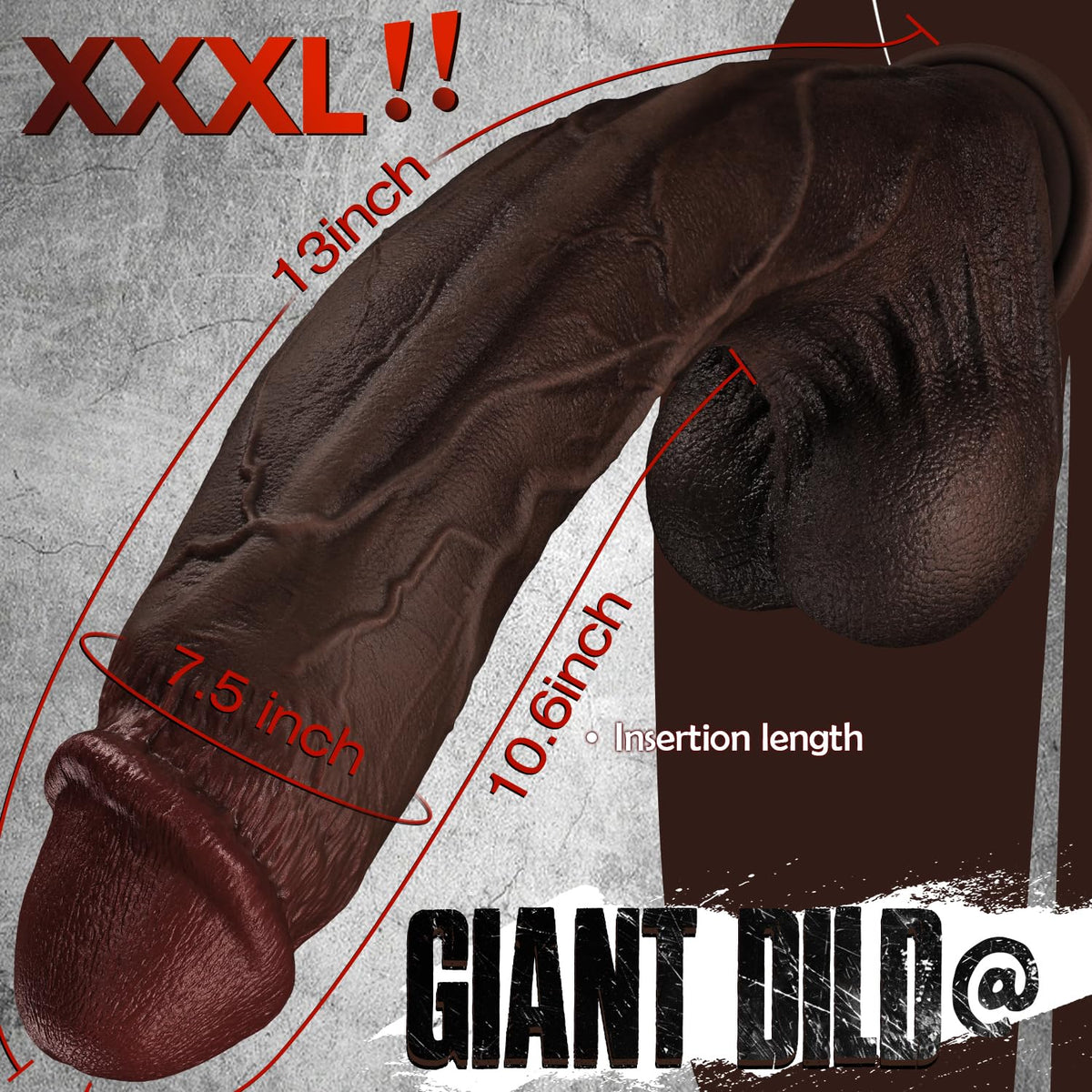 13 Inch Thick Black Dildo A9503