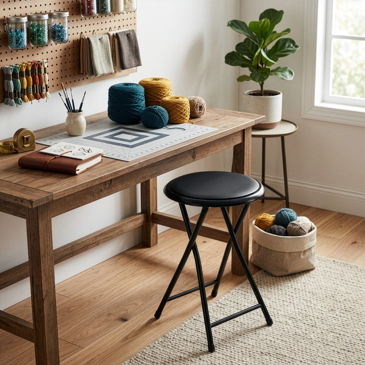 Black 18 Inch Portable Folding Stool G4586
