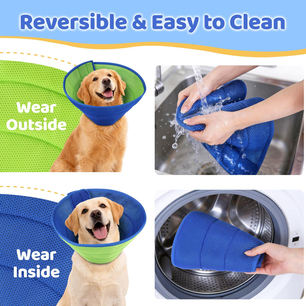 Soft Dog Cone Collar Adjustable Washable R4829