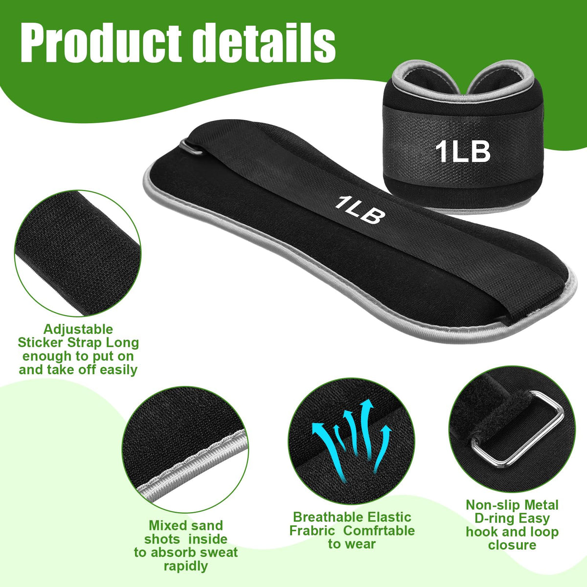 4 Pairs Adjustable Ankle Leg Weights Set T940