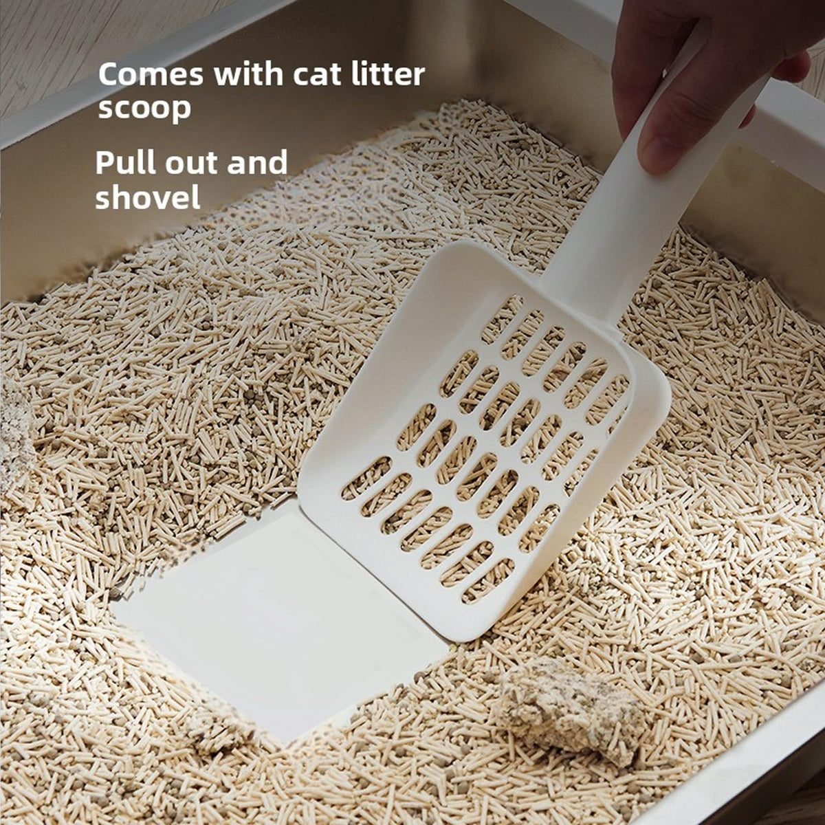Foldable Stainless Steel Enclosed Cat Litter Box with Lid and Scoop Q8320