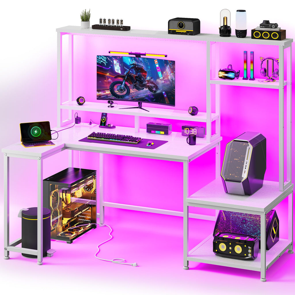 White Computer Desk with Hutch X36775