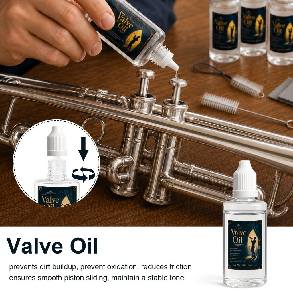 12 Pc Trumpet Cleaning Care Kit with Valve Oil, Grease, Brush P20975