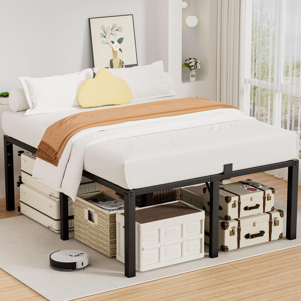 18 Inch Queen Size Black Metal Platform Bed Frame F864479