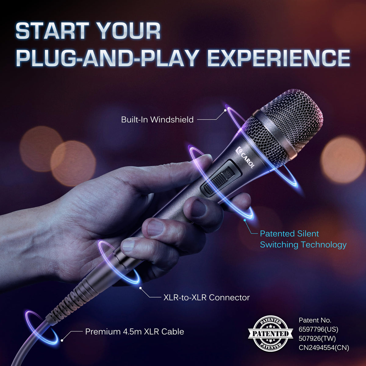 XLR Wired Dynamic Cardioid Vocal Microphone with Switch A8848