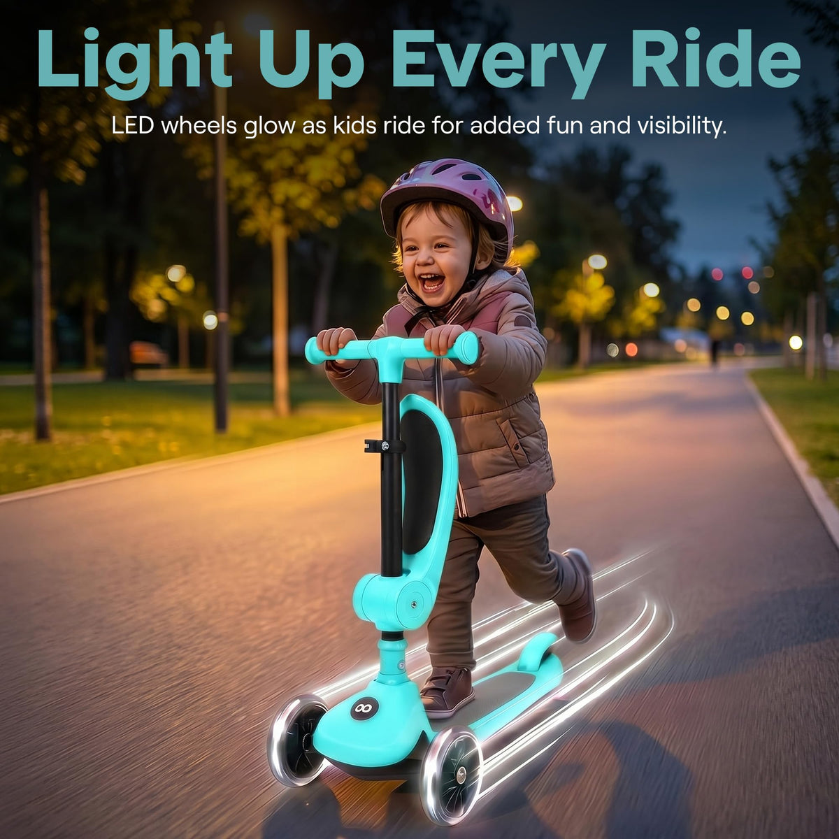 3-Wheel Kids Scooter with Seat, LED Wheels, Adjustable Handlebar G6496