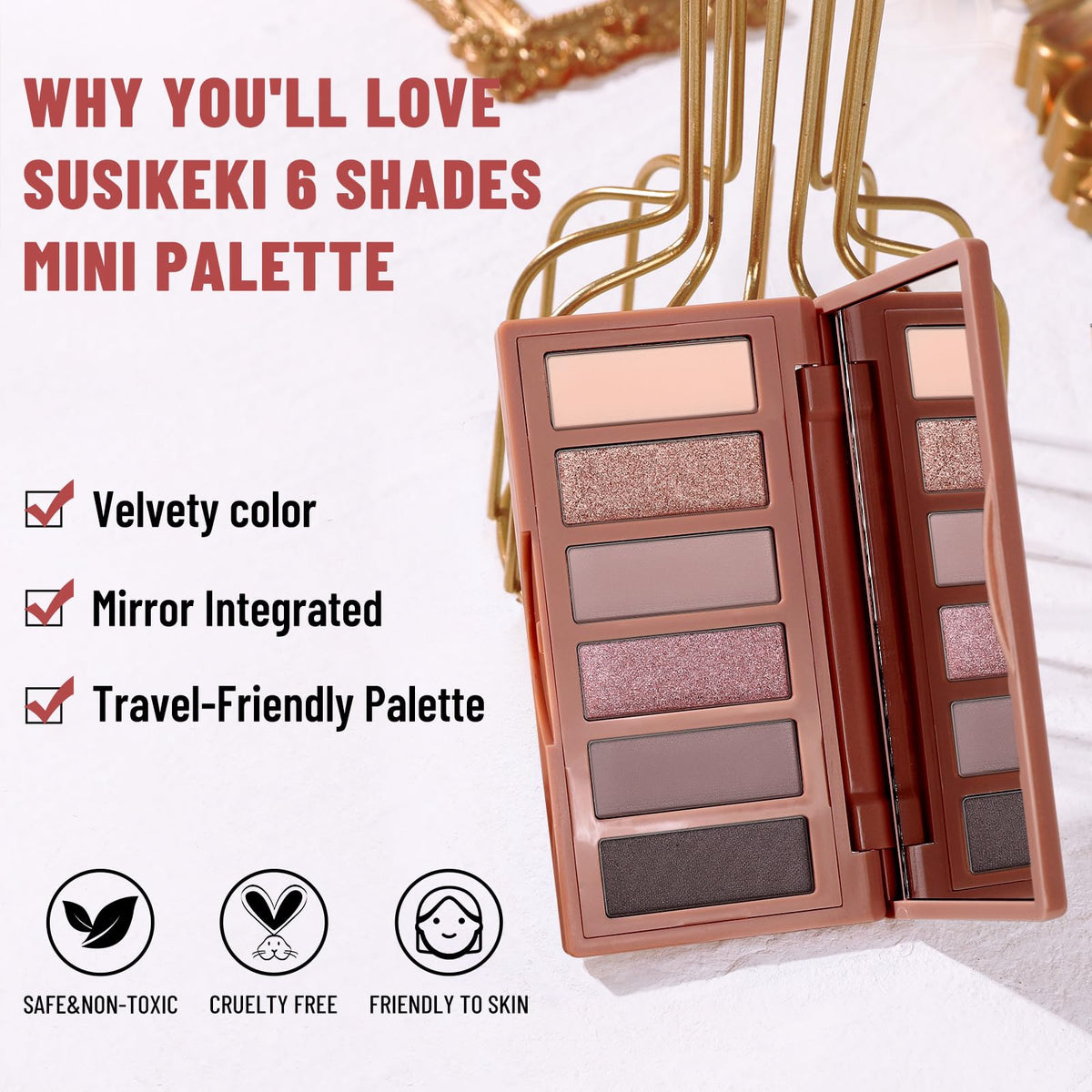 Neutral Nude Matte & Shimmer 6 Colors Mini Eyeshadow Palette T693624