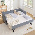 Blue Linen Upholstered Twin Daybed with Trundle U603551