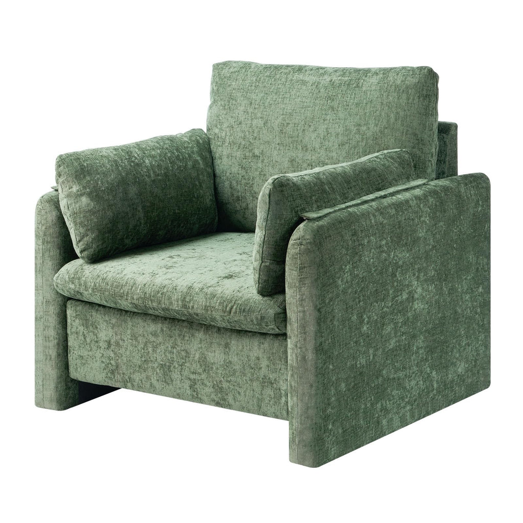 Oversized Green Accent Chair with Padded Arms K697