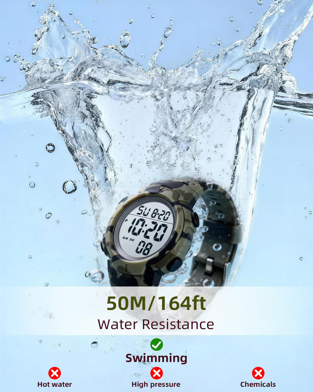 Digital Watch Mens Waterproof Sport Wristwatch B390643