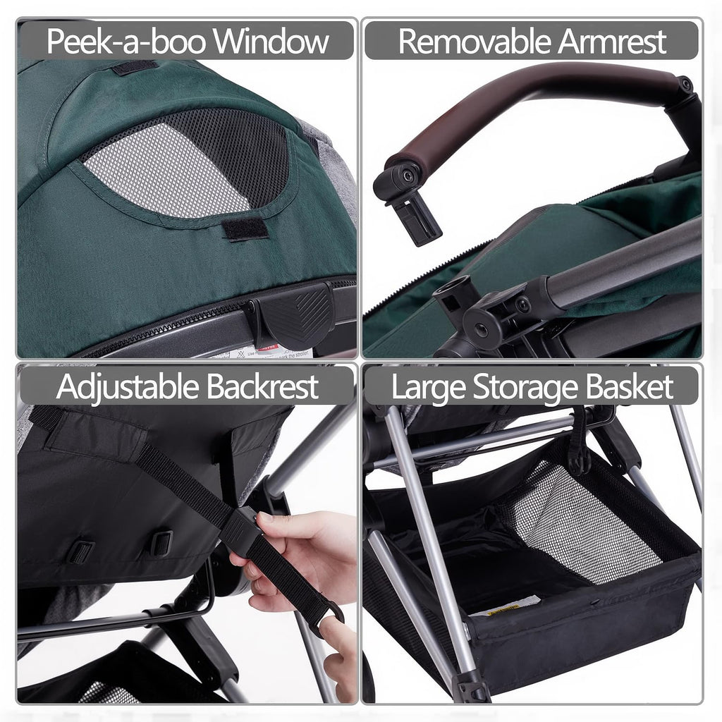 2 in 1 Convertible Reversible Seat Foldable Aluminum Alloy Stroller X73667
