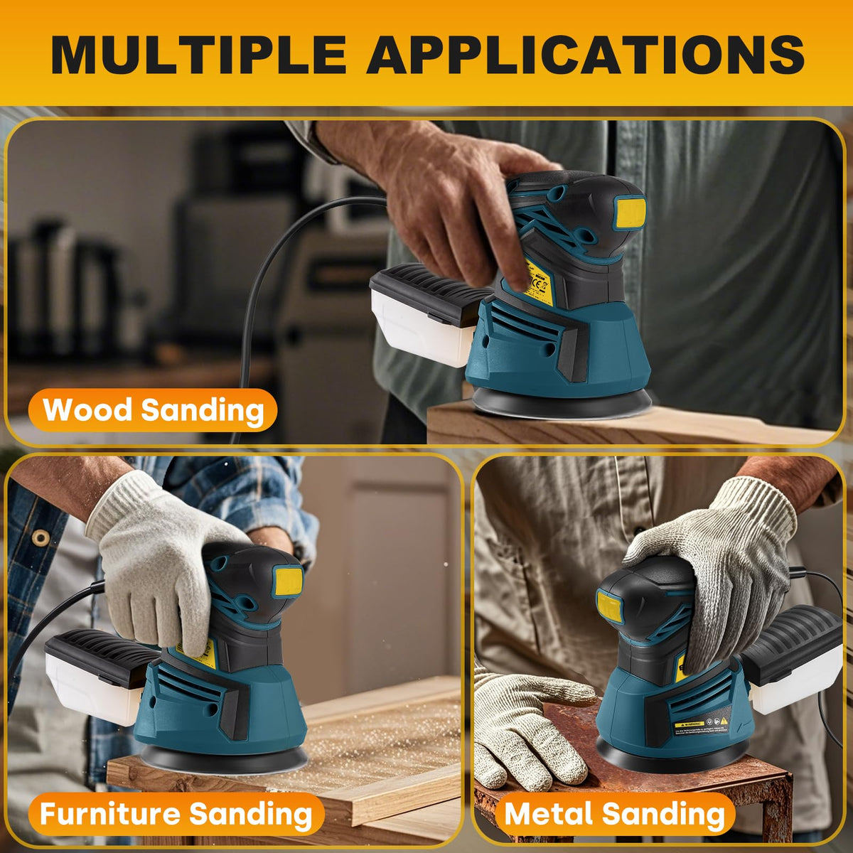 Orbital Sander with 6 Speeds, Dust Collection, 5 in, 3A Corded H6794