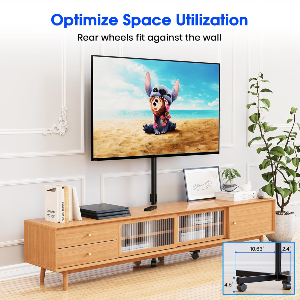 Black Rolling TV Stand for 23-60 Inch TVs F833833