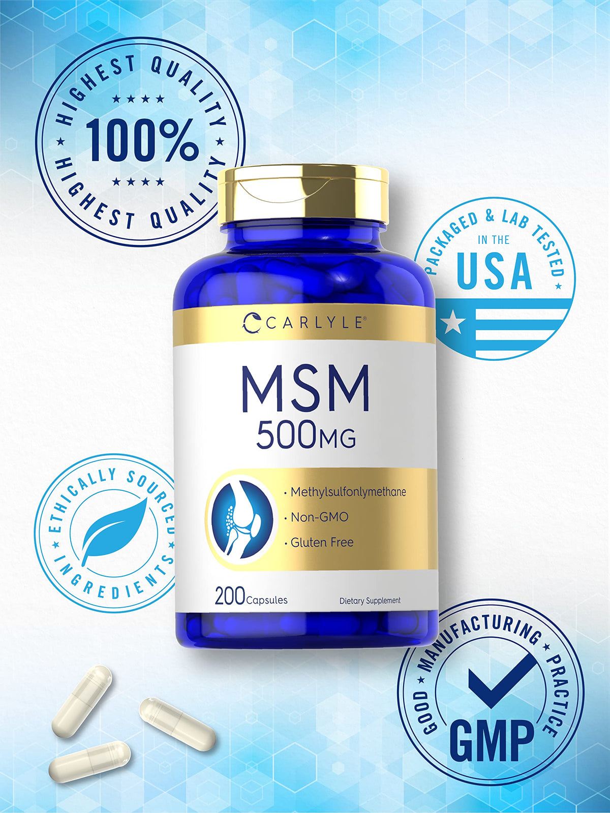 MSM Supplement Capsules 500mg 200 Count G499