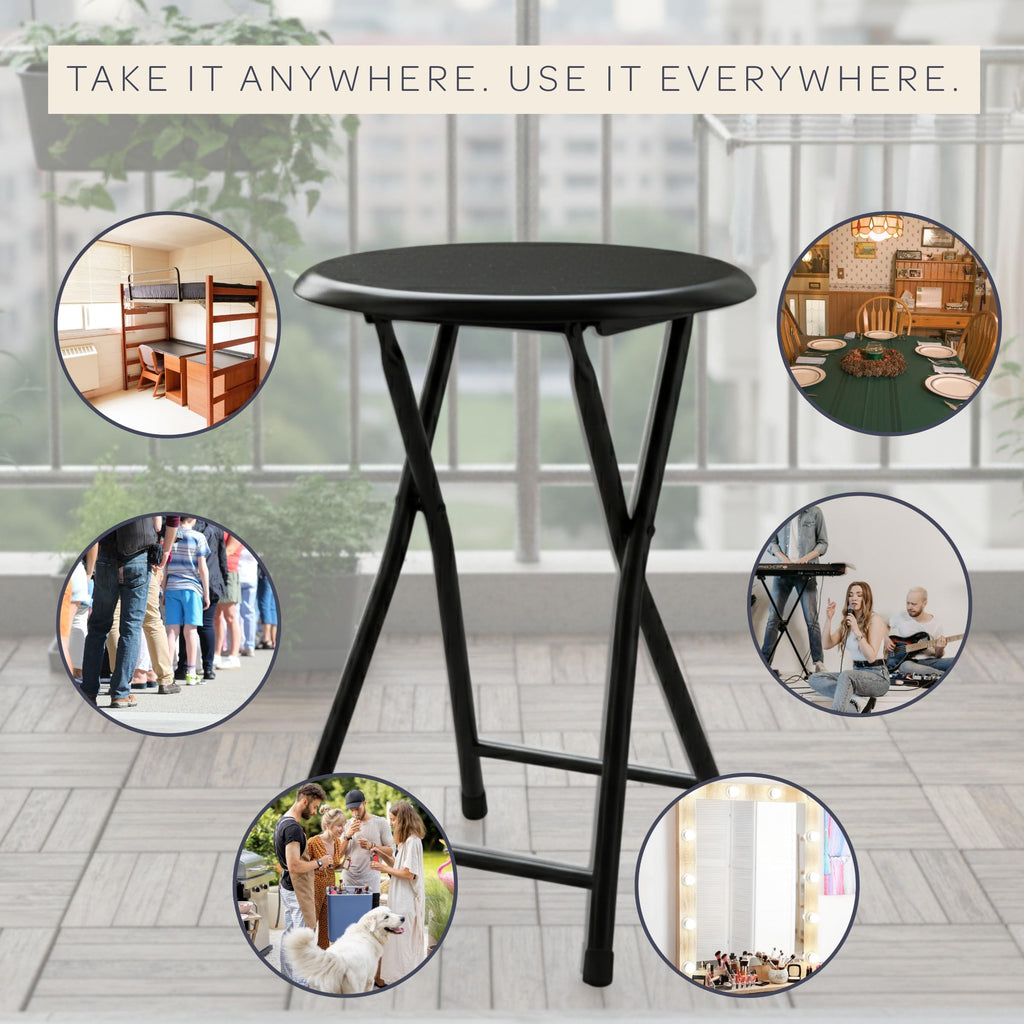 Black 18 Inch Portable Folding Stool G4586