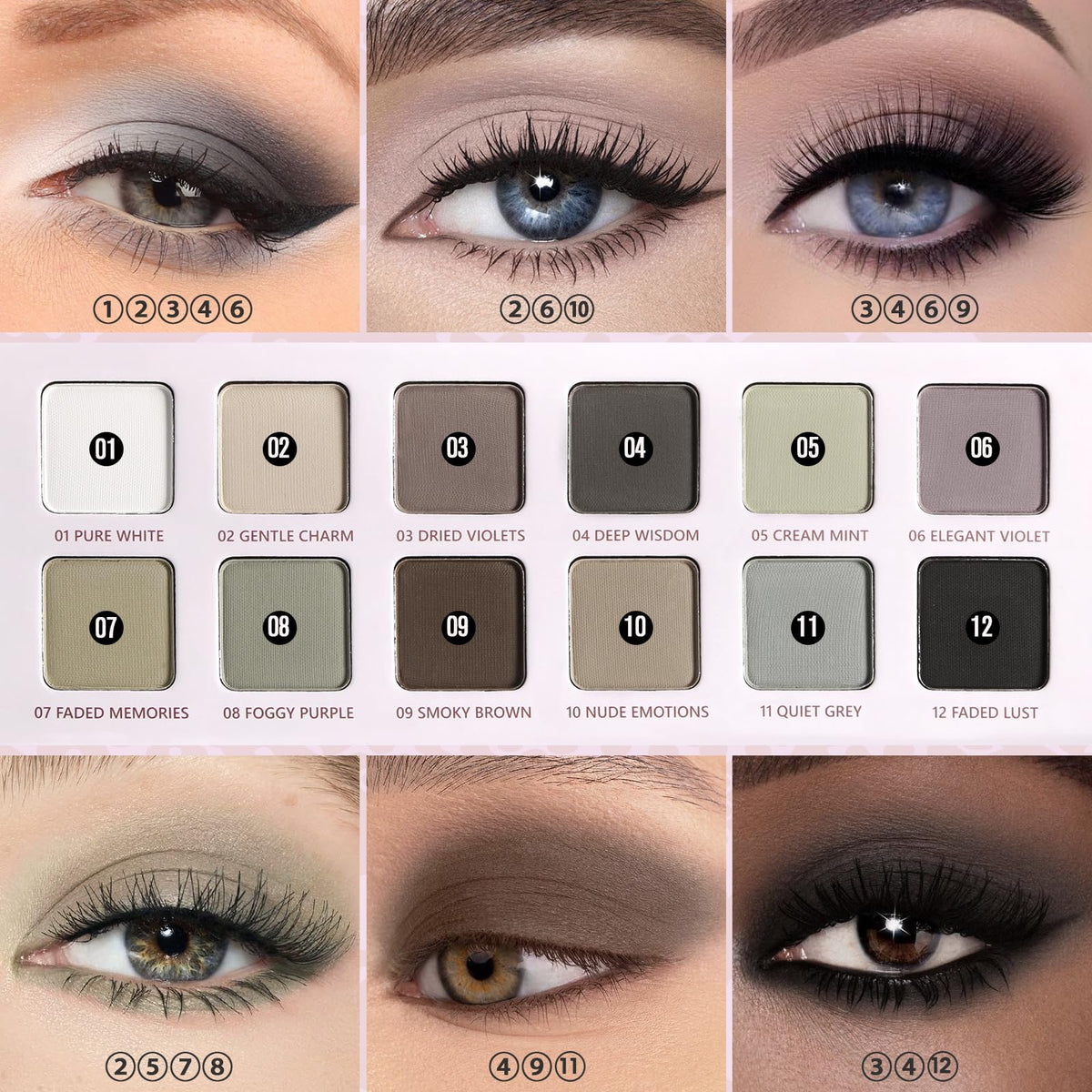 Matte Cool-Toned Eyeshadow Palette D32686