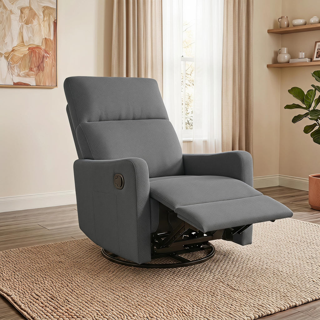 Light Brown Velvet Swivel Rocker Recliner Chair Y695775