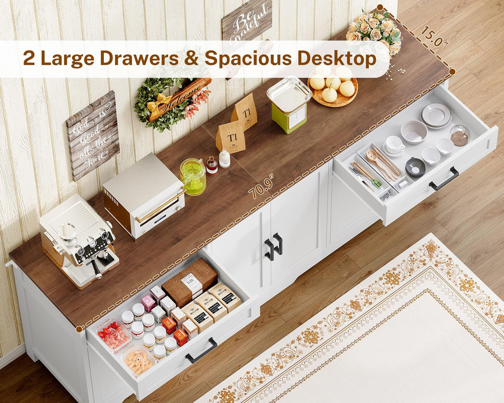White Buffet Cabinet with Storage S678921