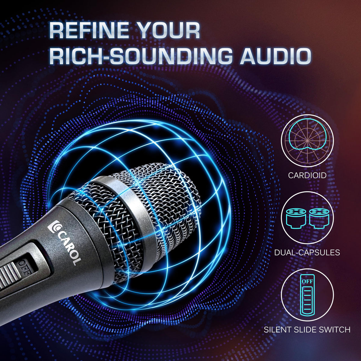 XLR Wired Dynamic Cardioid Vocal Microphone with Switch A8848
