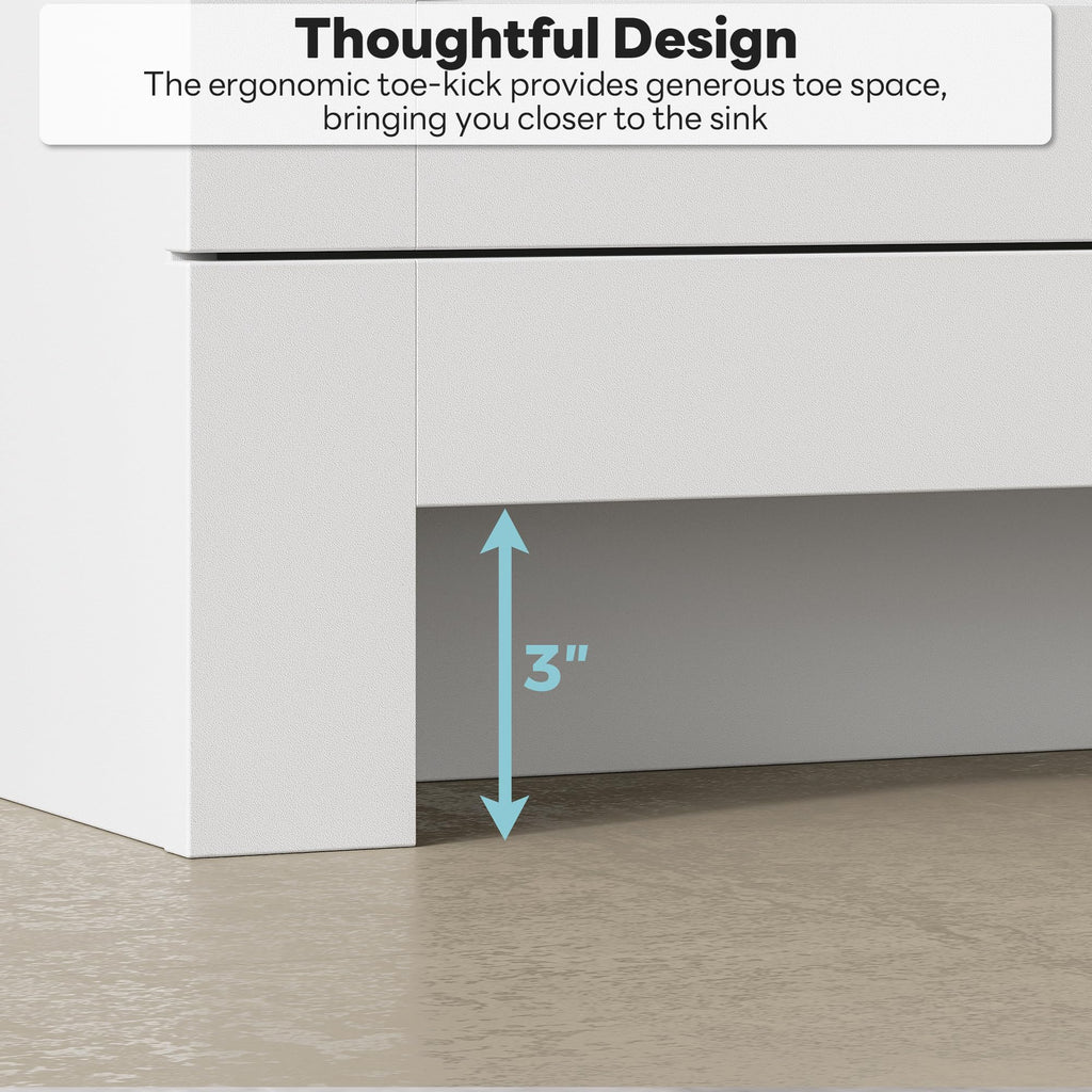 36" White Bathroom Vanity with Sink, 2 Soft-Close Drawers & Doors T815