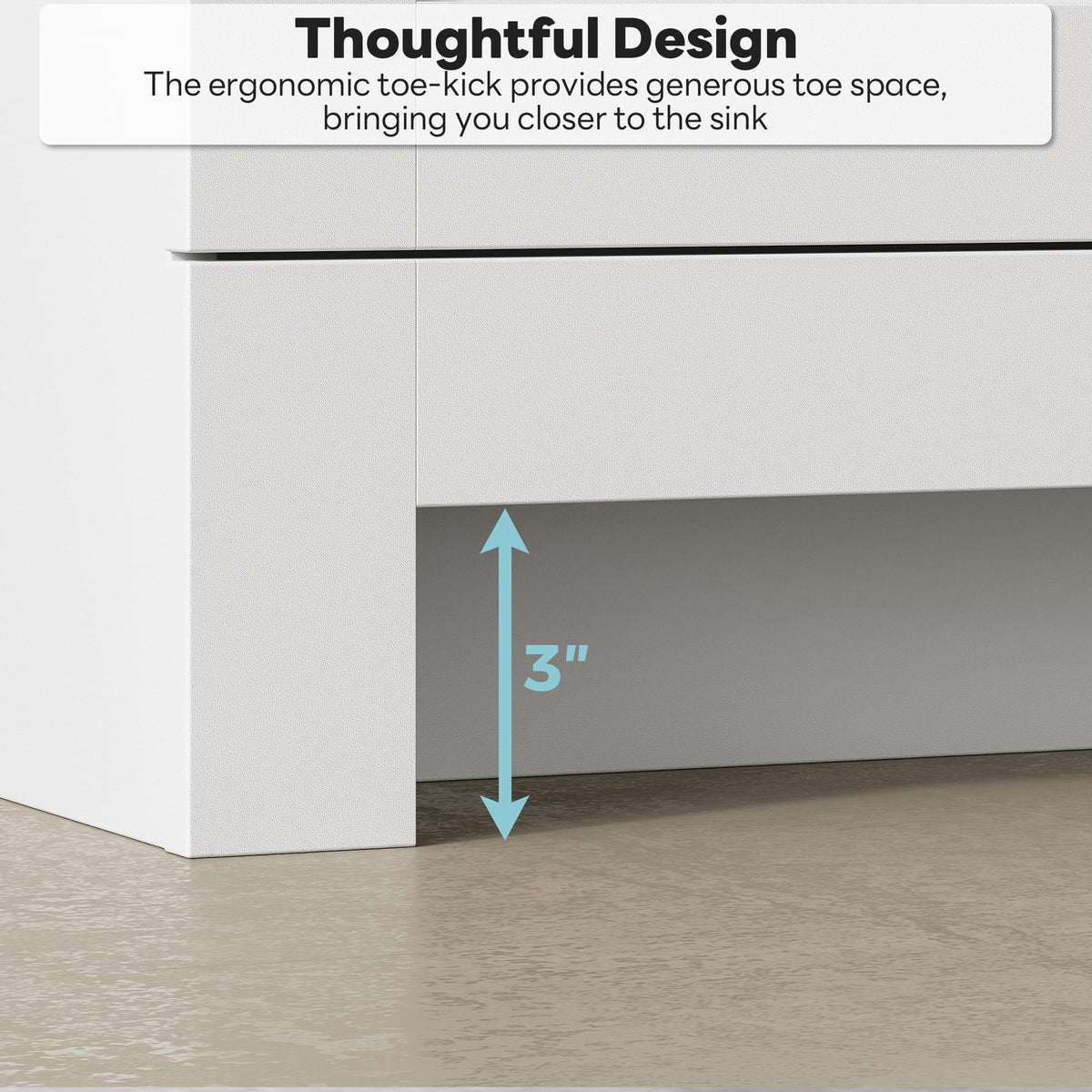 36" White Bathroom Vanity with Sink, 2 Soft-Close Drawers & Doors T815