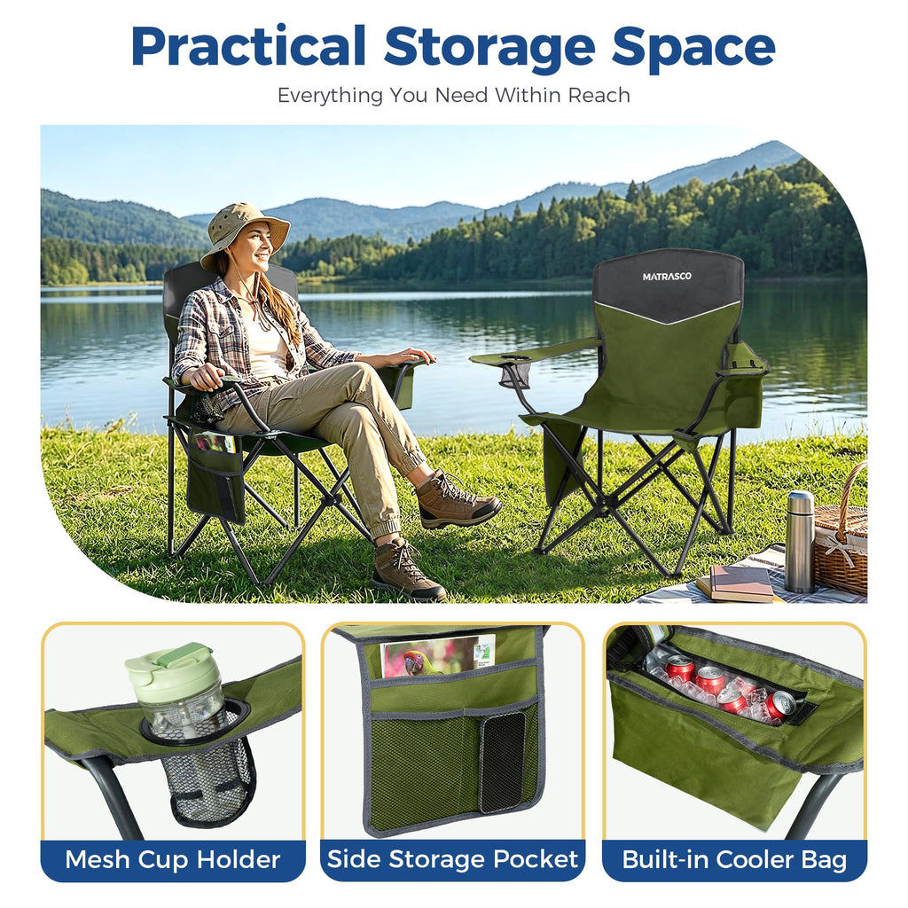 Green 2 Pack Folding Camping Chairs D47492