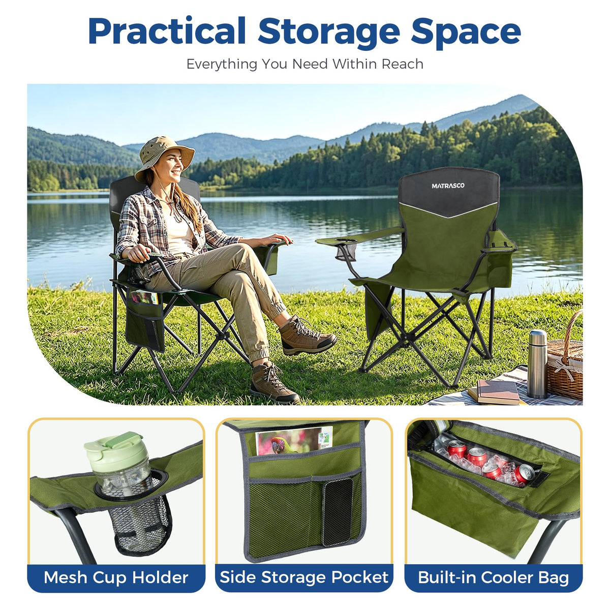 Green 2 Pack Folding Camping Chairs D47492