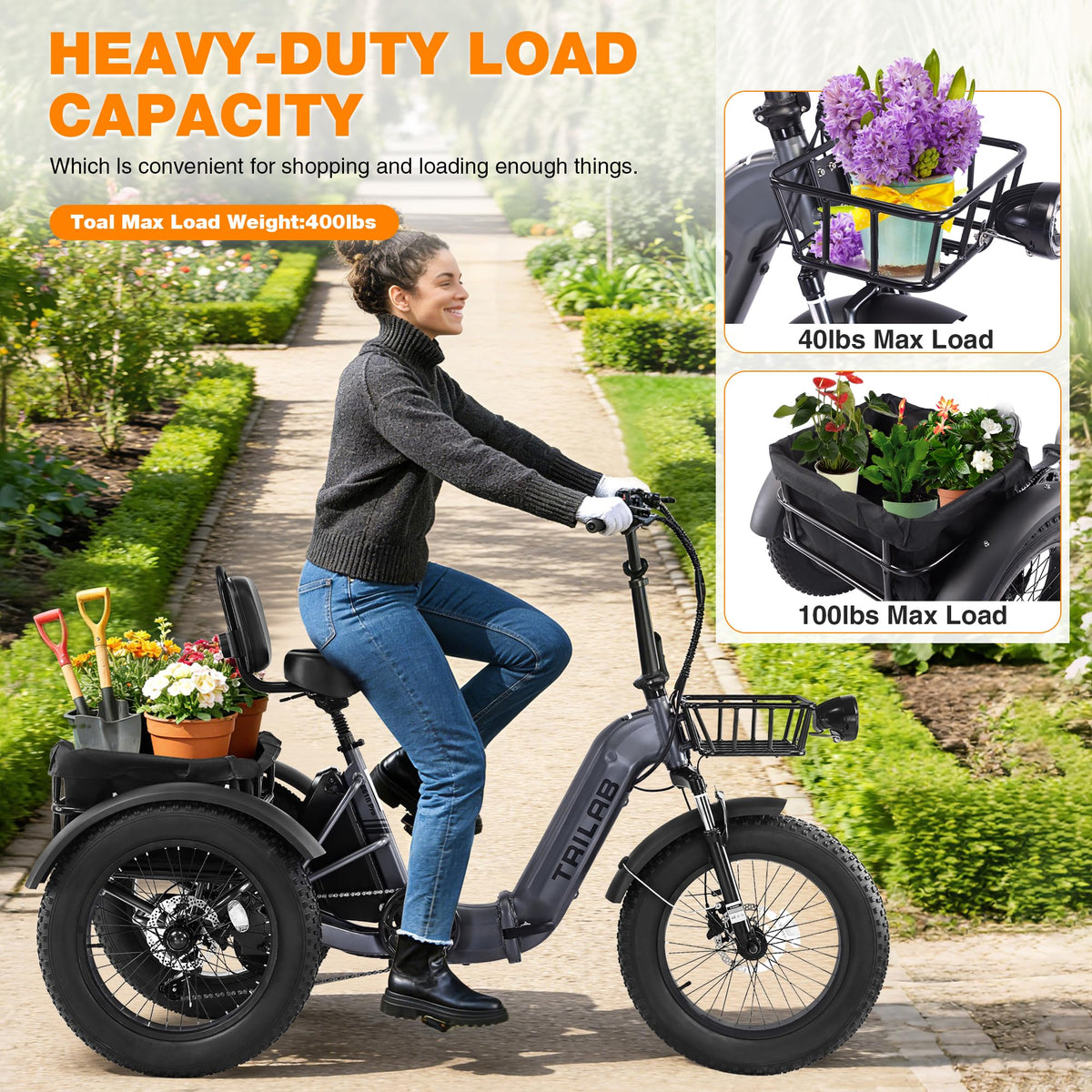 20" Fat Tire Foldable Electric Tricycle T74535