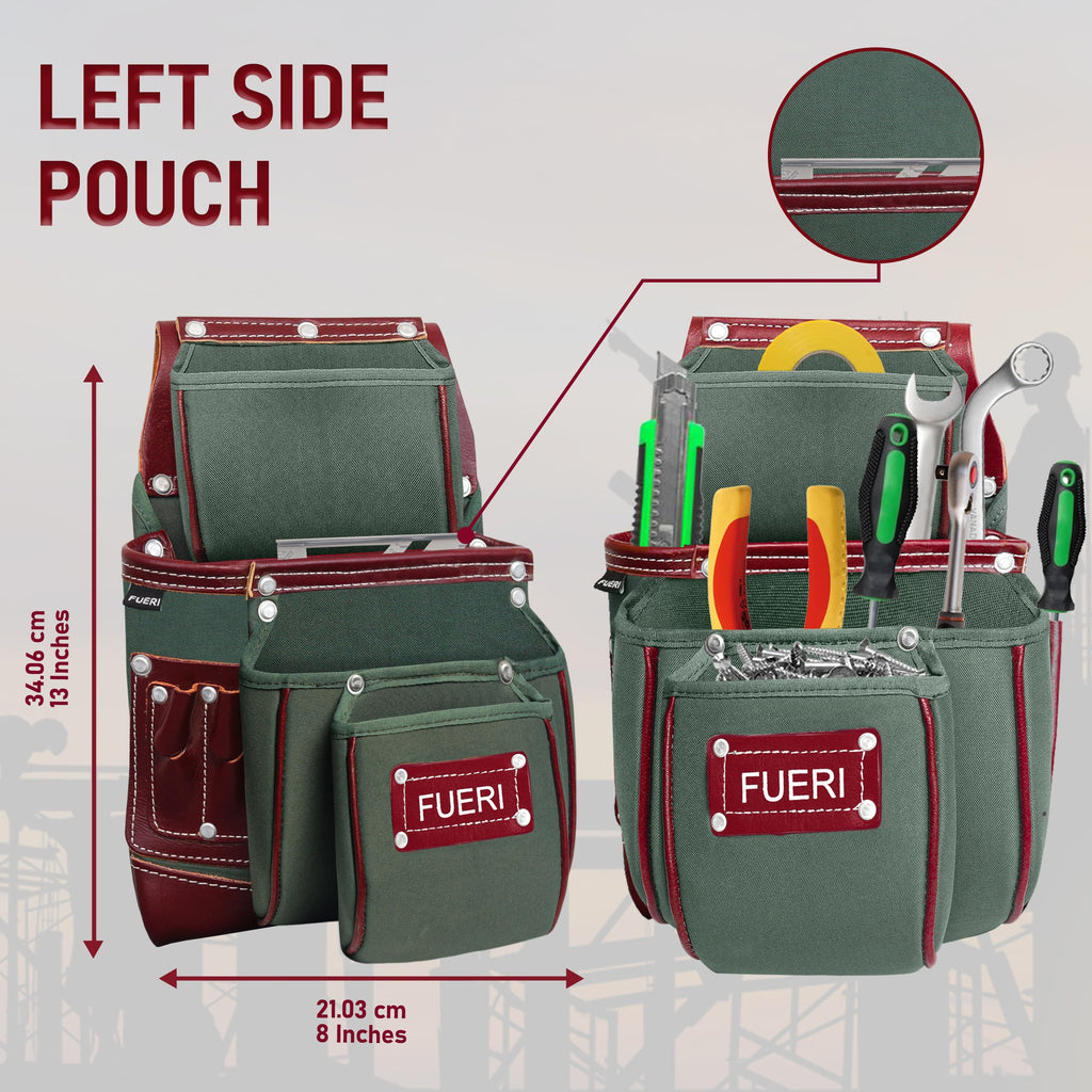 Nylon Grain Leather Carpenter Tool Belt with Padded Belt and Hammer Holder D847900