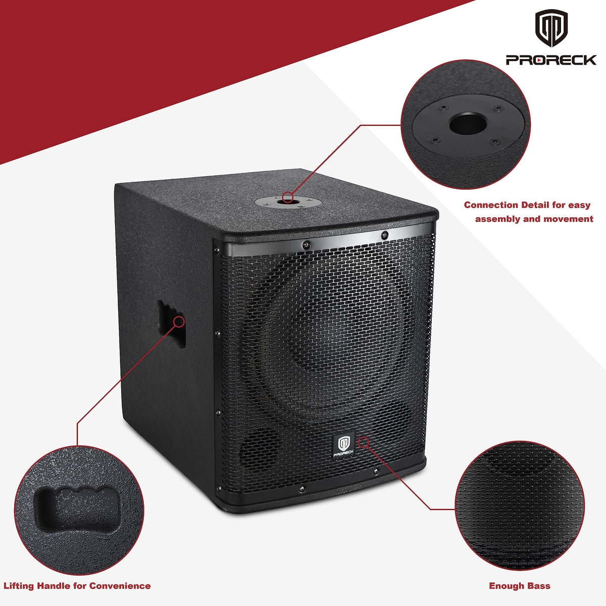 Powered 15 inch PA DJ Subwoofer with Class-D Amplifier, Black V769527