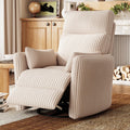 360 Swivel Recliner Chair with 2 Pillows Beige Corduroy G55016