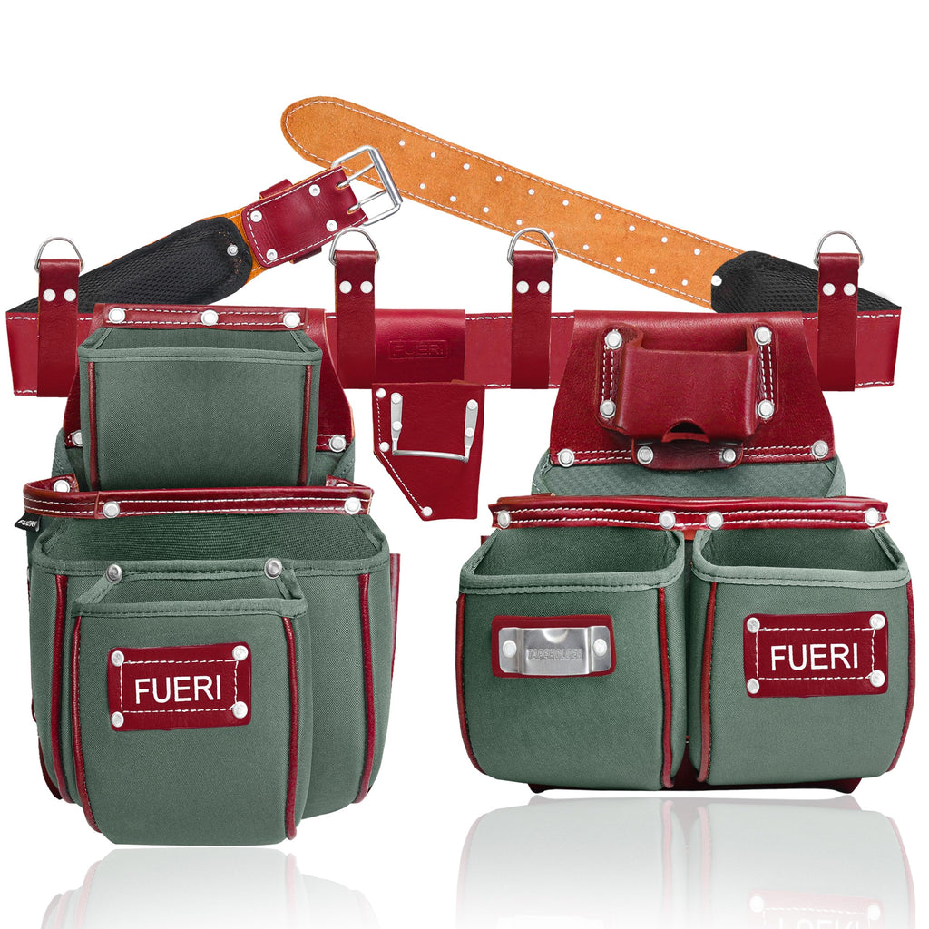 Nylon Grain Leather Carpenter Tool Belt with Padded Belt and Hammer Holder D847900