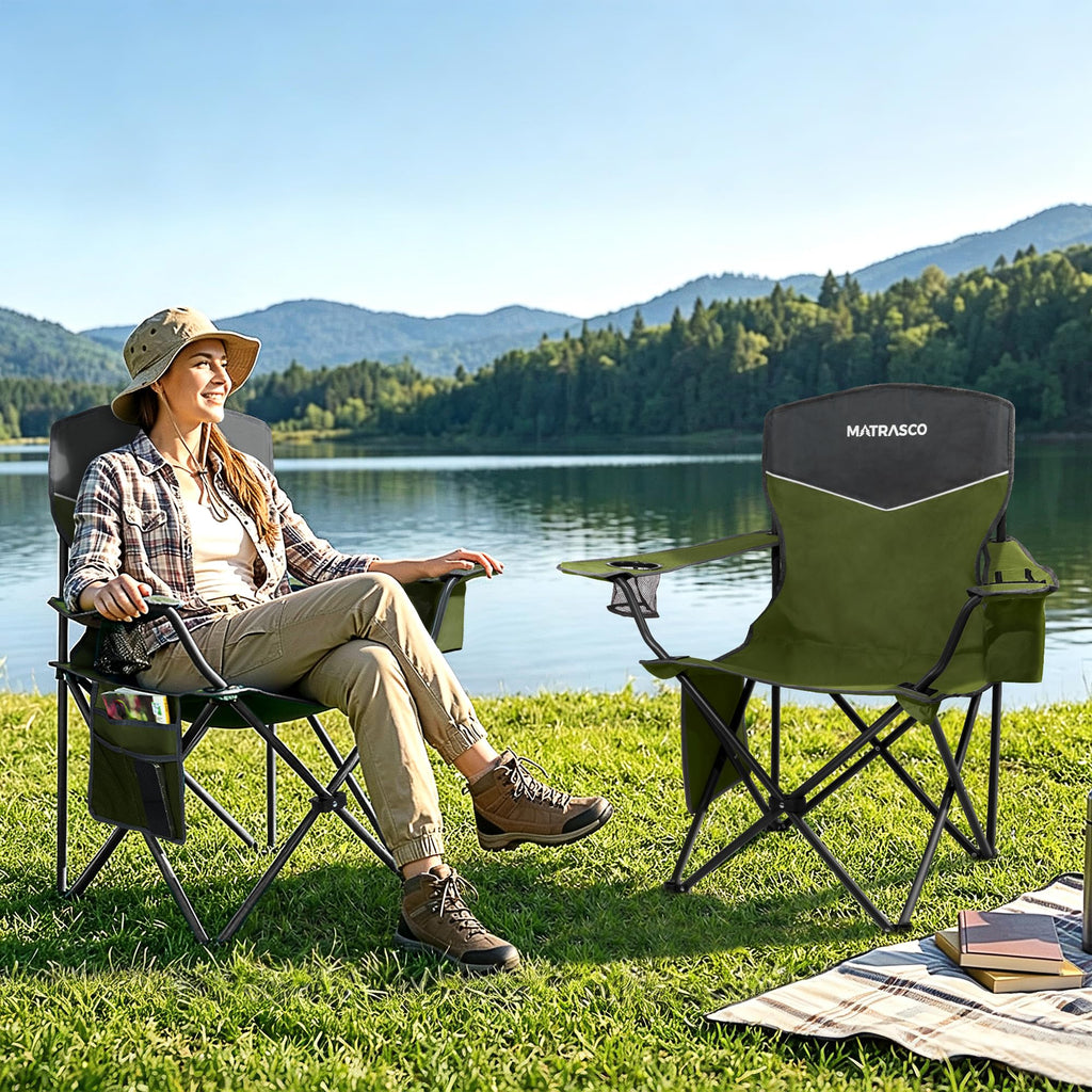 Green 2 Pack Folding Camping Chairs D47492