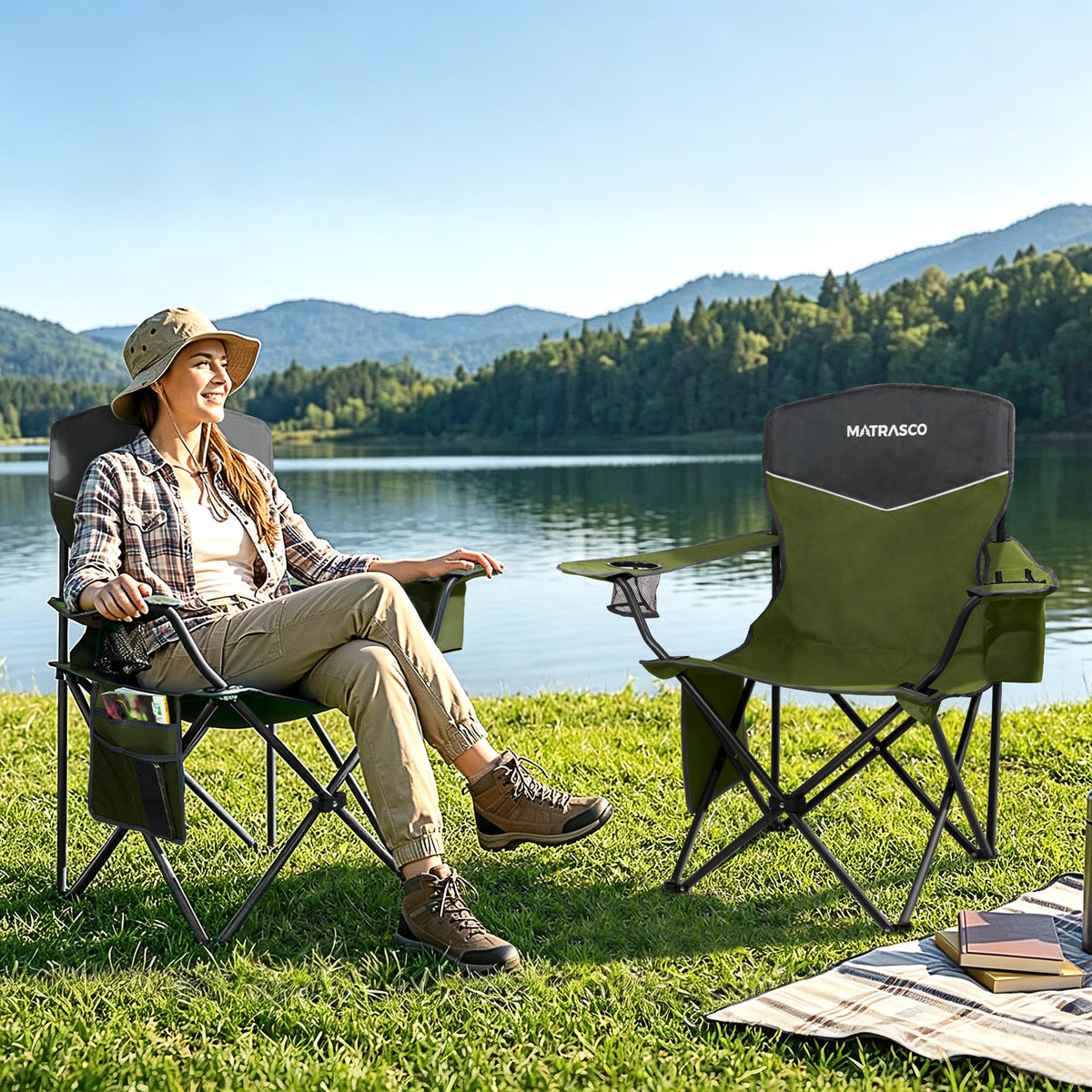 Green 2 Pack Folding Camping Chairs D47492