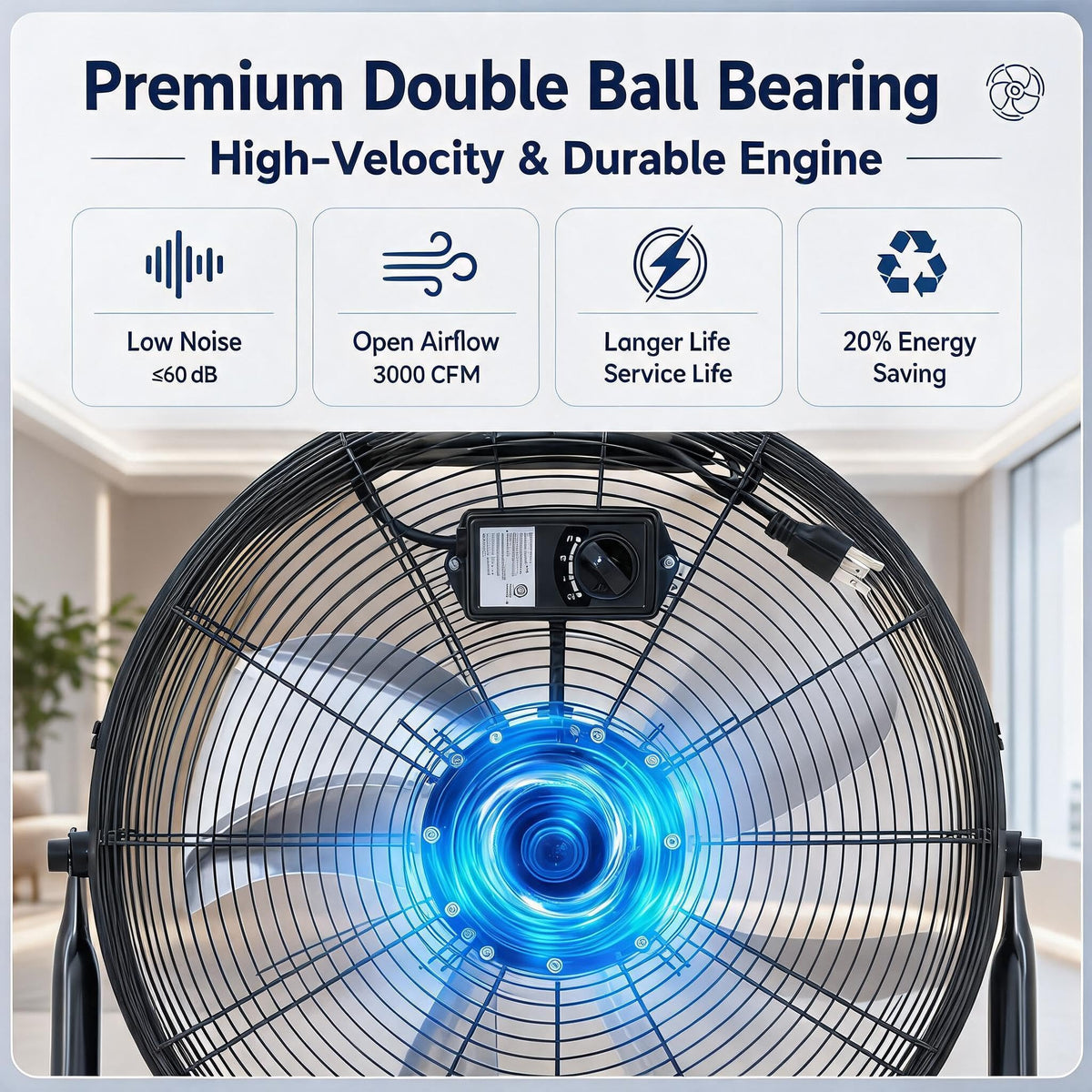 20 Inch High Velocity Floor Fan E99686