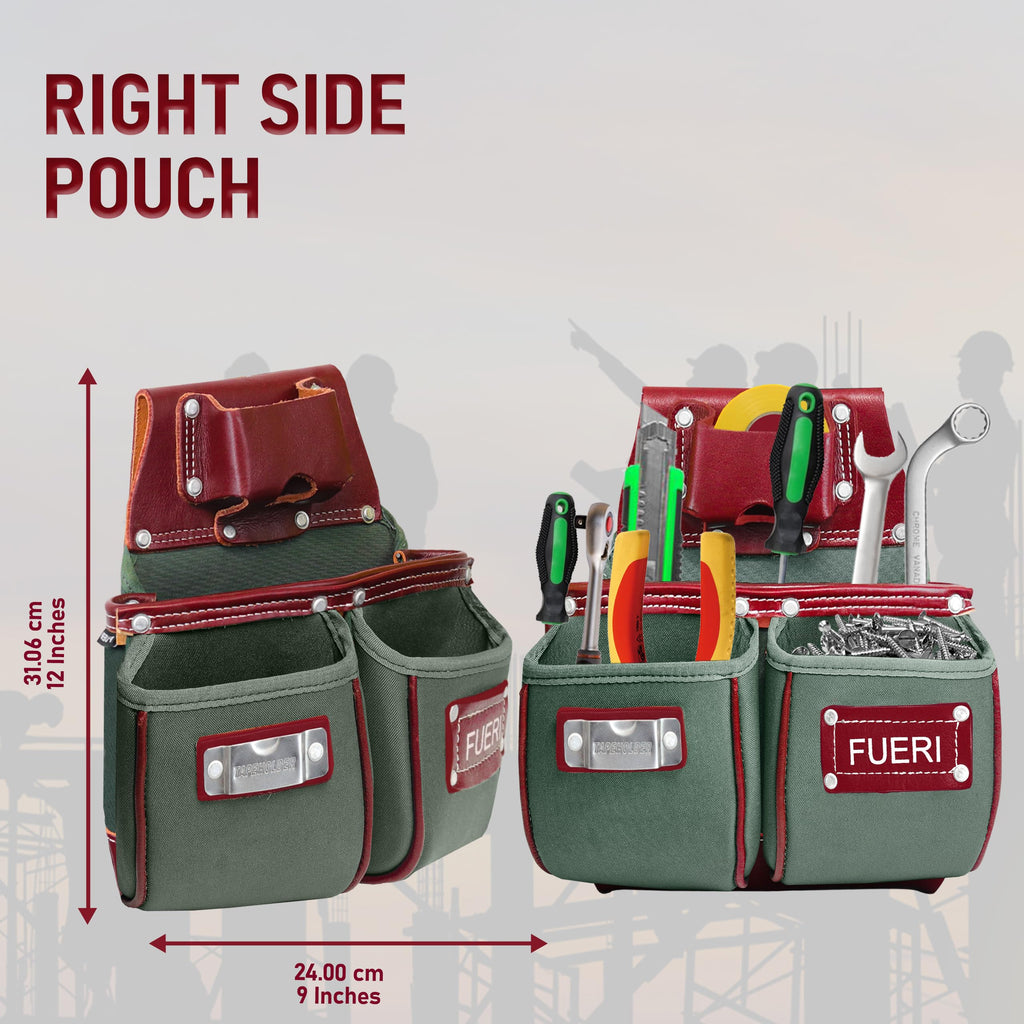 Nylon Grain Leather Carpenter Tool Belt with Padded Belt and Hammer Holder D847900